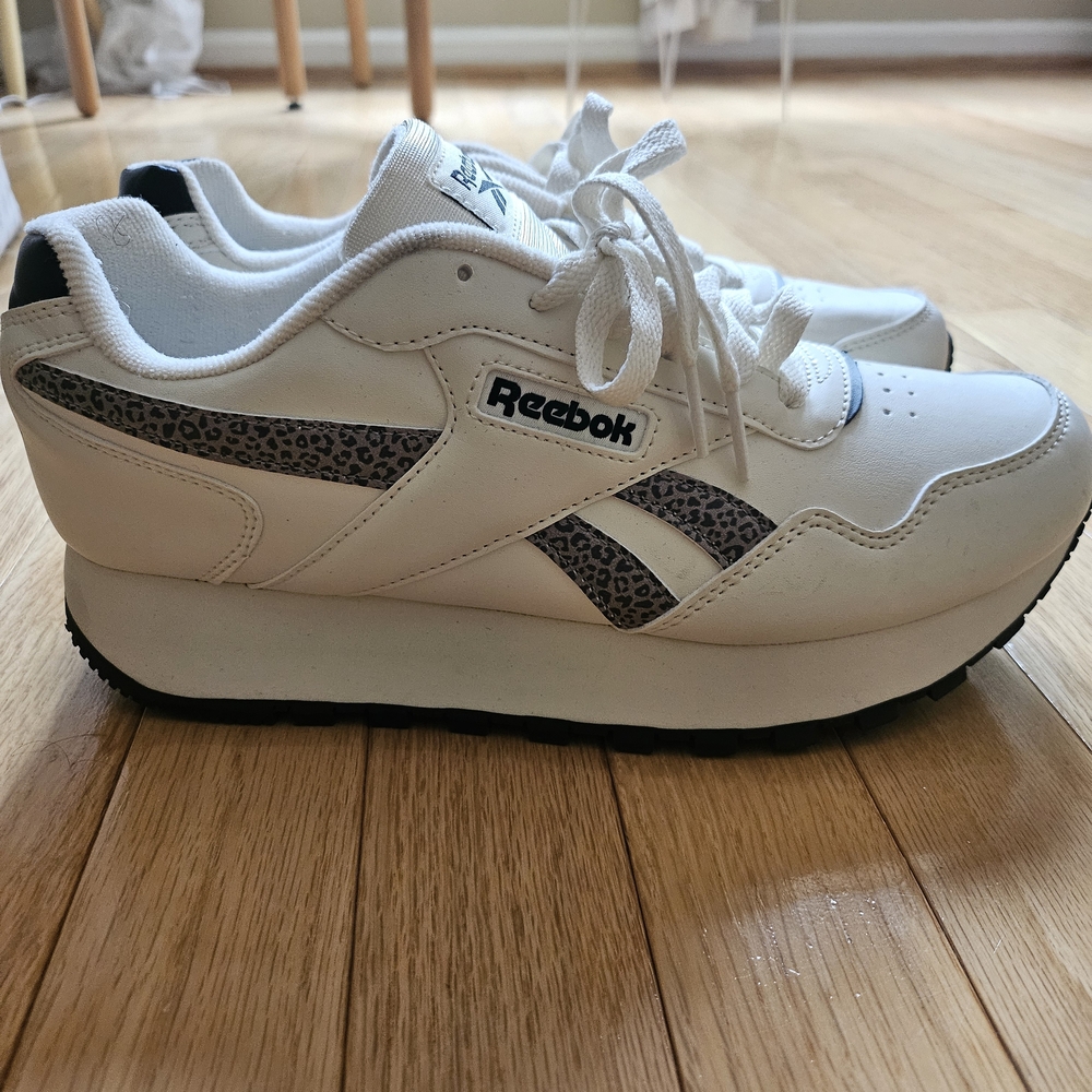 Reebok White Sneakers with Leopard Print